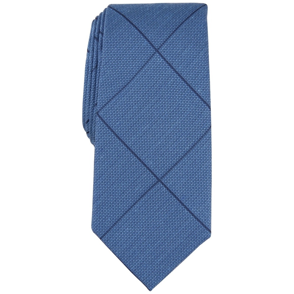 Alfani Tie Mens‎ Navy Amber Grid Lyocell Necktie One Size NEW